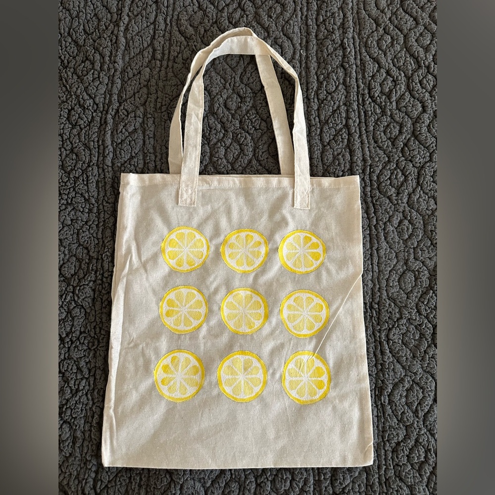 Lemon Print Canvas Tote Bag